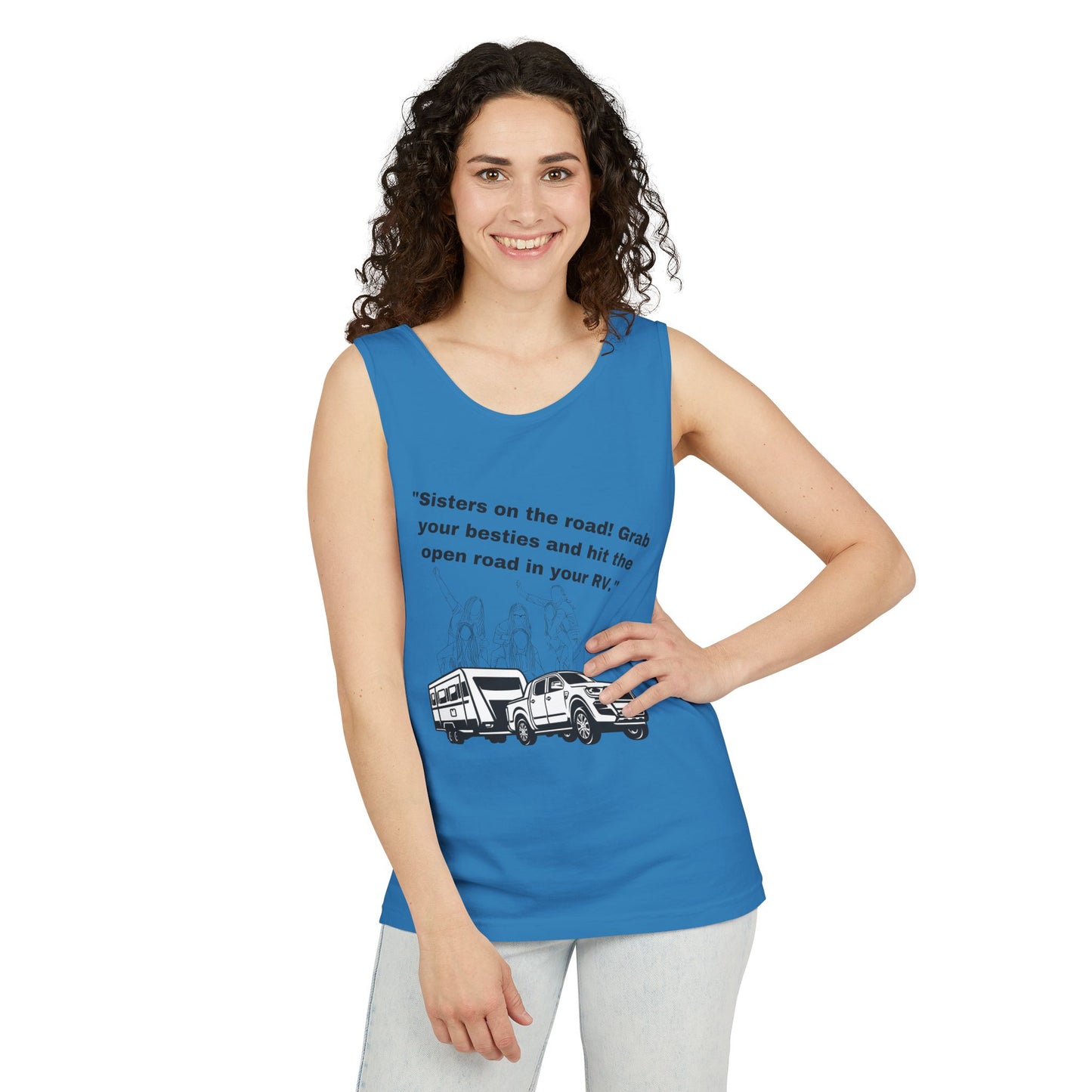 Sisters Hit the Road RVing Unisex Garment-Dyed Tank Top