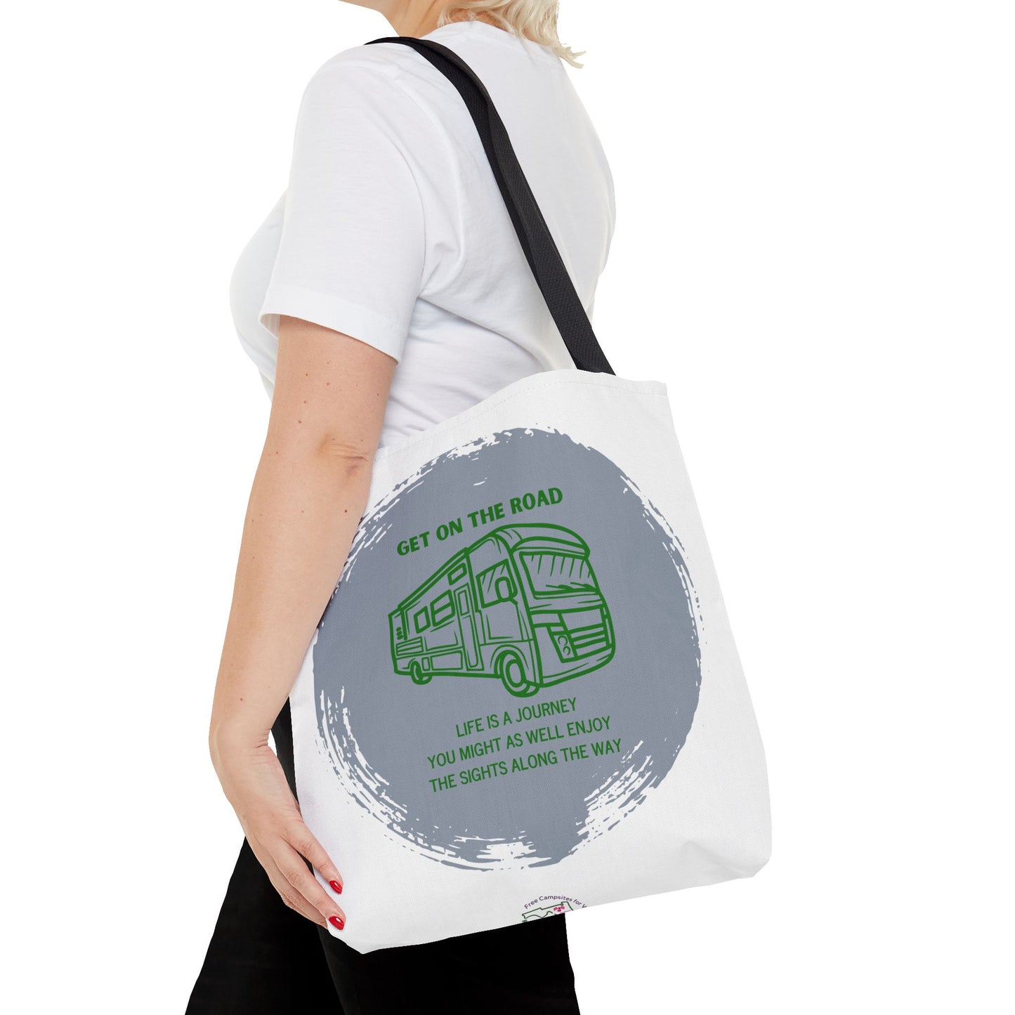 Get the Road  Life is a Journey White Tote Bag (AOP)