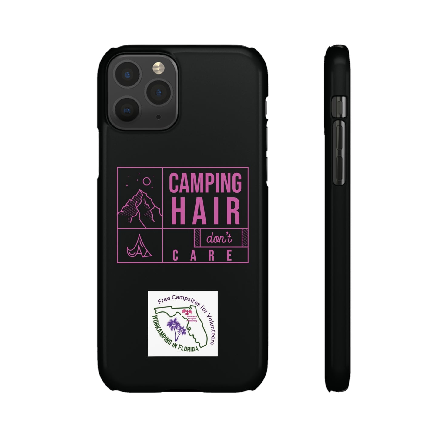 Camp Hair Dont Care iPhone and Samsung Black Cellphone Snap Cases